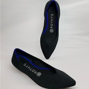 Rothy's 'The Point' Pointed Toe Flat Black Shoes Size 6.5 Wide